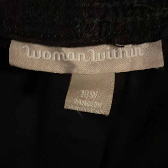 EUC Jet Black Flex-Waist Denim Pants by Woman Within, 18W (17-24” flat waist) - Picture 5 of 7